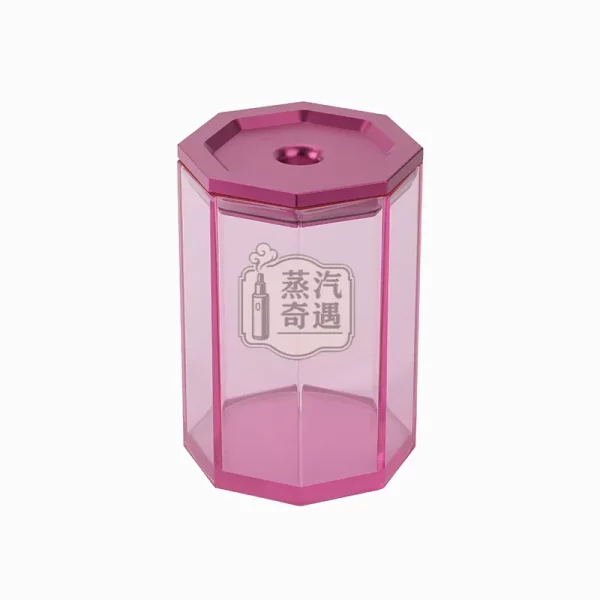 透明IQOS煙灰缸 粉色蓋子加粉色透明缸體特寫圖
