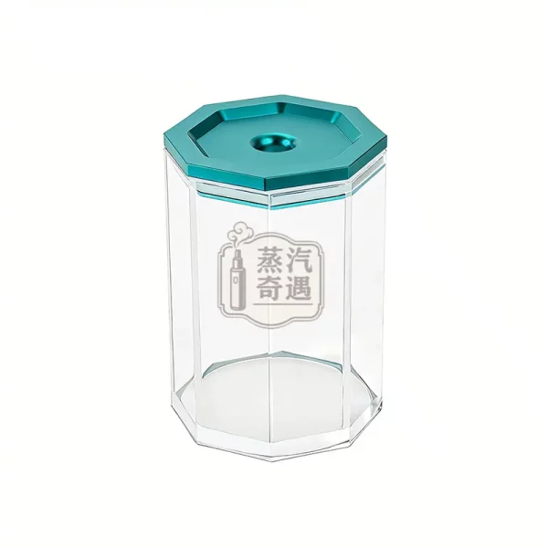 透明IQOS煙灰缸 青綠色蓋子透明缸體特寫圖