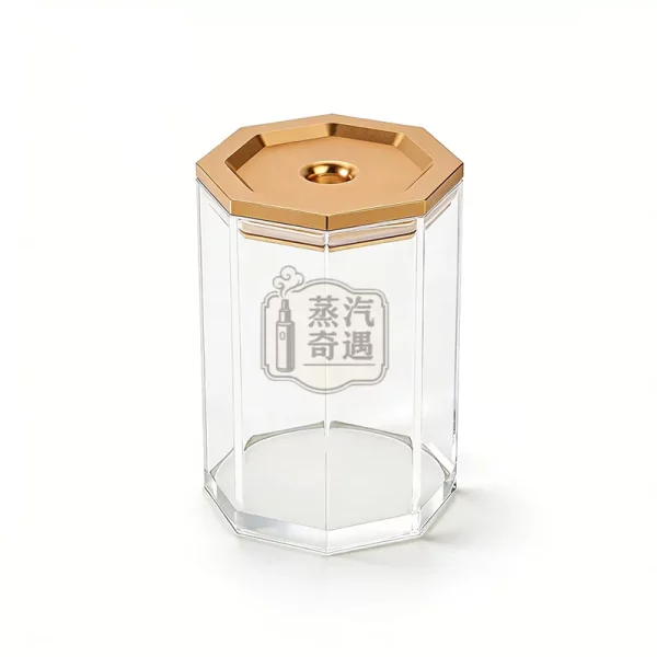 透明IQOS煙灰缸 黃色蓋子透明缸體特寫圖