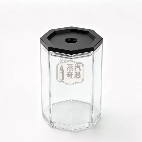 透明IQOS煙灰缸 黑色蓋子透明缸體特寫圖
